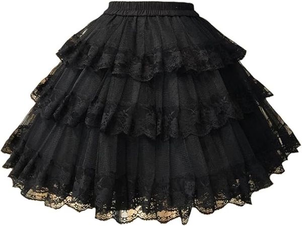Amazon.com: Smiling Angel 3-Layered Gothic Layered Ruffled Luxury Vintage Rockabilly Petticoat Crinoline Underskirt Black : Clothing, Shoes & Jewelry