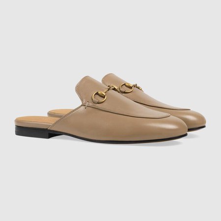 Brown Leather Women's Princetown Slipper | GUCCI® US