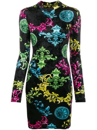 Versace Jeans Couture Baroque Print Mini Dress | Farfetch.com