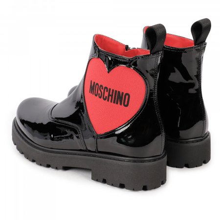 Moschino Heart Logo Boots in Black - BAMBINIFASHION.COM
