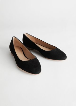 Suede Ballerina Flats - Black - Shoes - & Other Stories