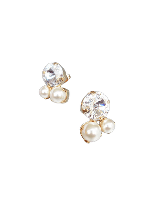 Crystal bridal earrings, Crystal and pearl bridal studs, Stud rhinestone wedding earrings in gold, silver, rose gold