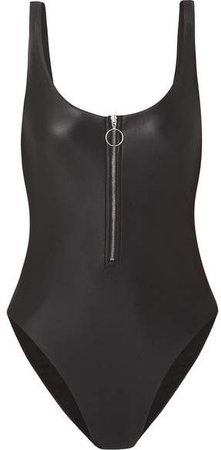 Les Girls Les Boys - Zip-detailed Coated Swimsuit - Black