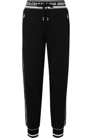 Dolce & Gabbana - Intarsia-trimmed Cotton-jersey Track Pants - Black