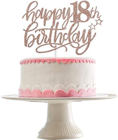 Amazon.com: Happy 18th Birthday Cake Topper Rose Gold Glitter- 18th Birthday Cake Toppers, 18th Birthday Cake Topper for Girls, 18th Birthday Rose Gold, Happy 18th Birthday Decorations, 18 Cake Topper（Double-Sided Glitter） : Grocery & Gourmet Food