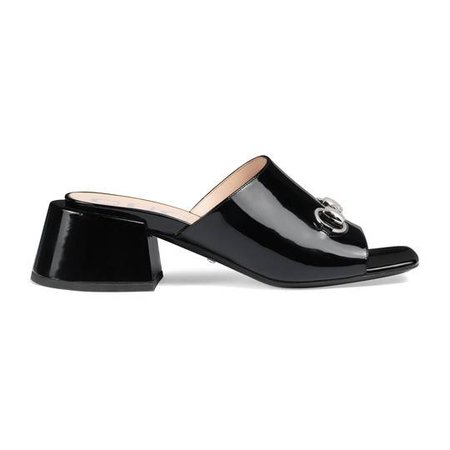 Patent leather mid-heel slide - Gucci Vogue 25 Ways to Wear 543188BNC001000