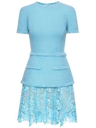 Oscar De La Renta Guipure lace-panelling Tweed Dress - Farfetch