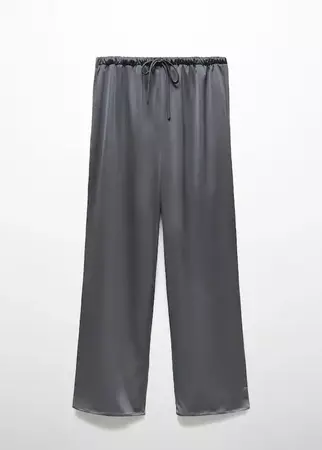 Satin-finish elastic waist pants - Women | Mango USA