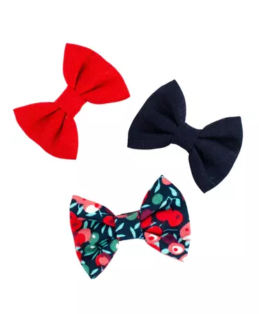 Mini Bow Hair Clips Set - Red & Dark Blue – Knotty Ribbons