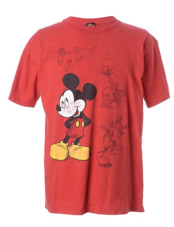 Unisex Disney Cartoon T-shirt Red, XL | Beyond Retro - E00447621