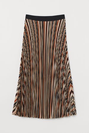 Pleated Skirt - Brown/striped - Ladies | H&M US
