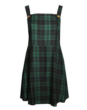 Lovedrobe GB Green Check Pinafore Dress | J D Williams