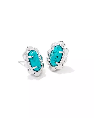 Piper Silver Stud Earrings in Variegated Turquoise Magnesite | Kendra Scott