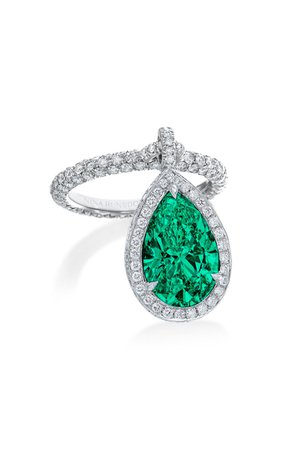 Nina Runsdorf X Muzo Emerald & Diamond Dangle Ring By Muzo Emerald Colombia | Moda Operandi