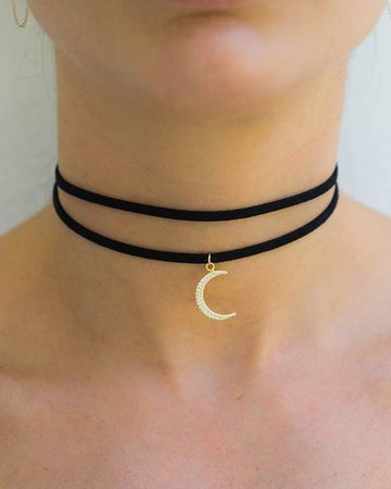 Meridian Avenue Crescent Moon Choker Necklace | Blang Blang | Chokers, Leather choker necklace, Jewelry