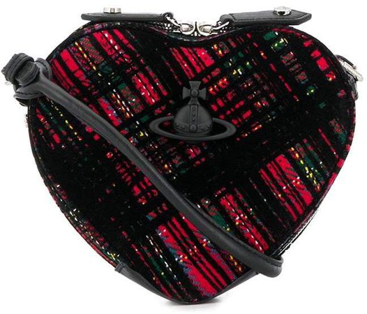 tartan heart cross body bag