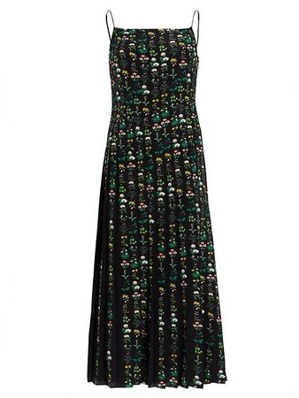 Shop Adam Lippes Floral Pleated Cami Midi-Dress | Saks Fifth Avenue