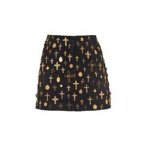 Cross-Embellished Denim Mini Skirt by Dolce & Gabbana