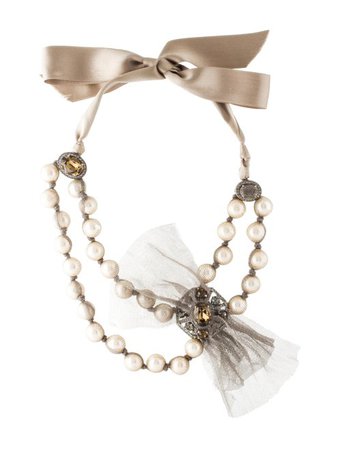 Lanvin Mesh & Faux Pearl Collar Necklace - Necklaces - LAN95032 | The RealReal