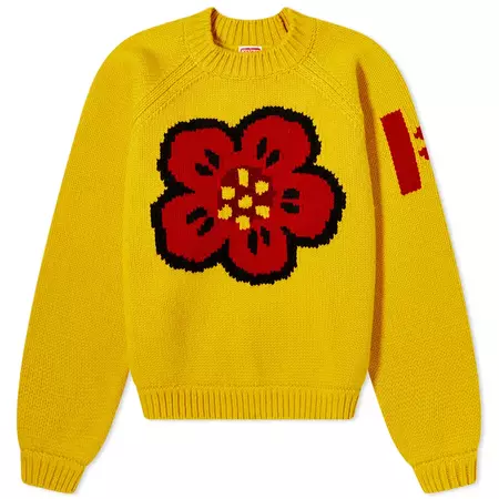 Kenzo Graphic Poppy Chunky Knitted Jumper Golden Yellow | END. (UK)