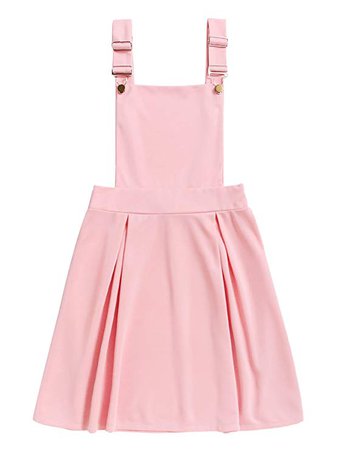 ROMWE Women's Cute A Line Adjustable Straps Pleated Mini Overall Pinafore Dress at Amazon Women’s Clothing store