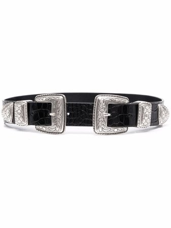 Shop Maje double-buckle leather belt with Express Delivery - FARFETCH
