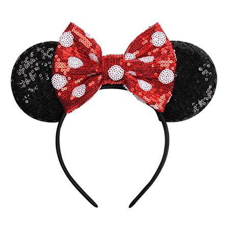 Amazon.com : Mouse Ears Headbands with Bow and Sequins,Party Cosplay Costume for Girls or Women Black : Beauty & Personal Care