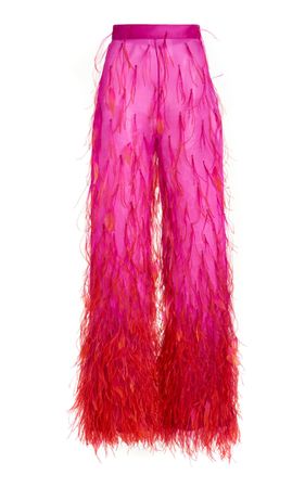 Ombre Feather-Embroidered Pants By Lapointe | Moda Operandi