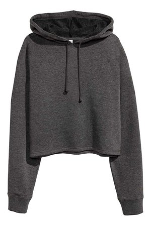 Short Hooded Sweatshirt - Dark gray melange - Ladies | H&M US
