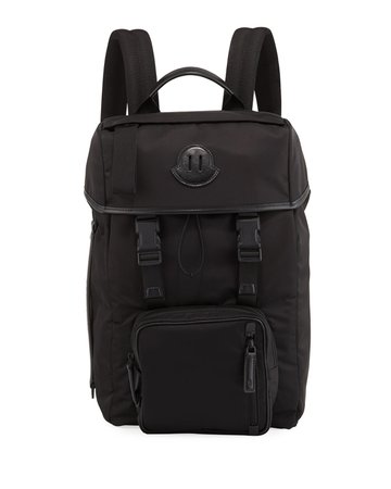 Moncler Chute Leather-Trim Canvas Backpack