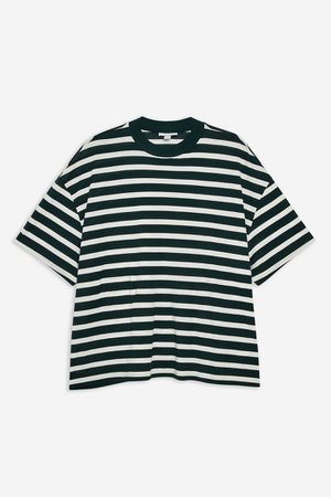 Stripe High Neck T-Shirt | Topshop