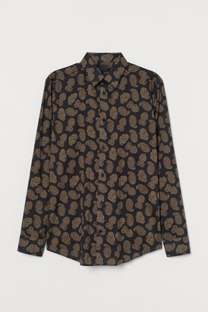 Regular Fit Shirt - Black/paisley patterned - Men | H&M US