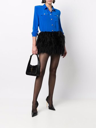 Saint Laurent fauz-shearling mini skirt - FARFETCH