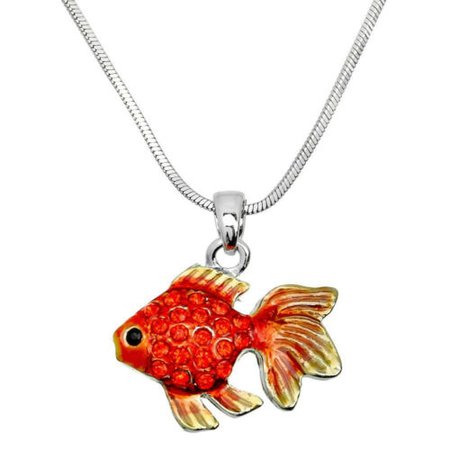 Enameled Goldfish Pendant Necklace 18" Chain Gold Fish Fast Shipping | eBay