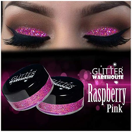 Raspberry Pink Glitter Powder Great for Eyeshadow / Eye Shadow, Makeup, Body Tattoo, Nail Art and More! : Beauty