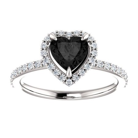 Black Diamond Heart Shape Halo Engagement Ring 14k Rose Gold | Etsy