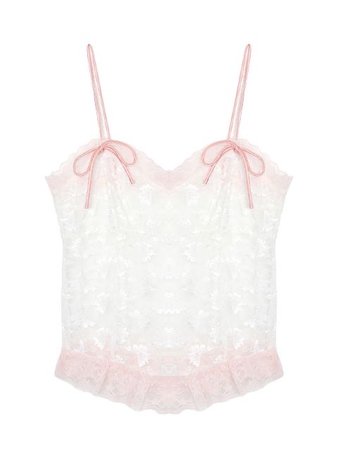 pink & white lace top