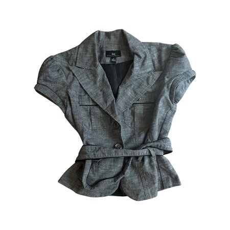 gray tie waist button up waistcoat vest top