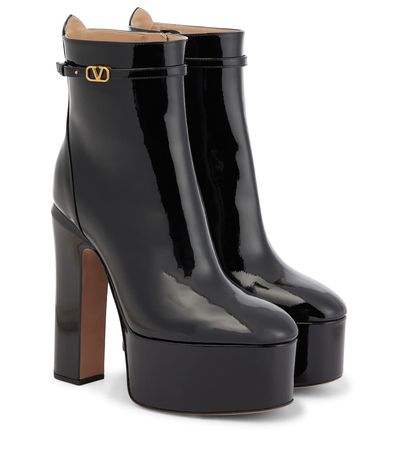 Valentino Garavani - Tan-Go patent leather platform ankle boots | Mytheresa