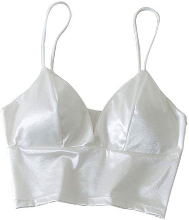 Tinksky Silk Vest Bra Crop Top Bralette Bra Strap Bandeau Tube Bra Top Vest for Women Girls (White): Amazon.co.uk: Clothing
