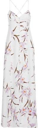 Open-back Floral-print Linen Maxi Dress