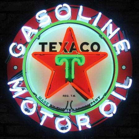 Texaco Gasoline Motor Oil Gas Station Neon Sign at Retro Planet