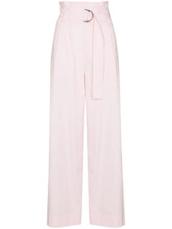 Pink GANNI paperbag waist trousers for women -Farfetch