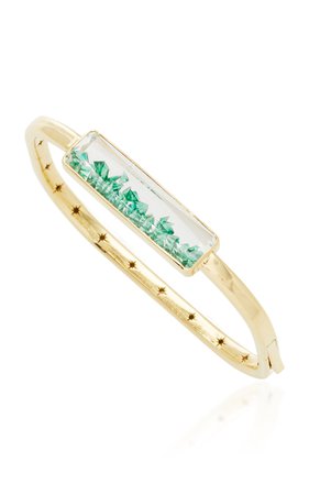 18K Gold Emerald Cuff Bracelet by Moritz Glik | Moda Operandi