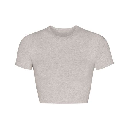 Cotton Jersey Super Cropped T-Shirt - Light Heather Grey | SKIMS