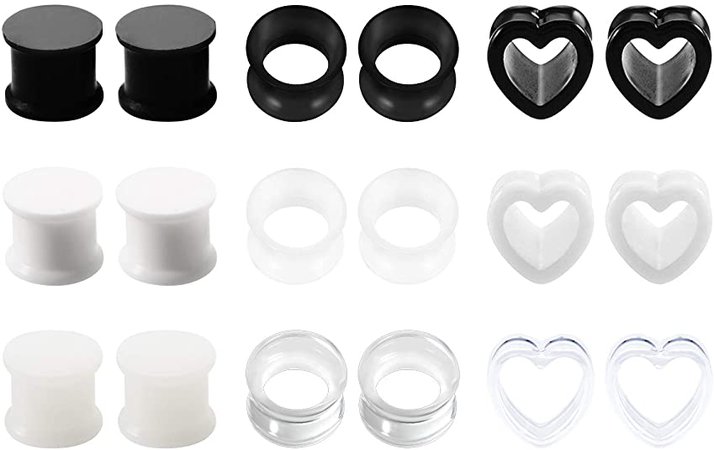 *clipped by @luci-her* AceFun 9 Pairs Ear Gauges Acrylic Heart Ultra Thin Silicone Ear Tunnel Ear Plugs