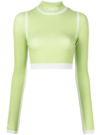 Shop Heron Preston cropped long-sleeve top with Express Delivery - FARFETCH