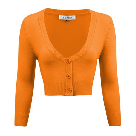 Women's Cropped 3/4 Sleeves Cardigan Sweater Pinup Option 1 | Yemak