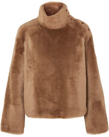 Shearling Turtleneck Sweater - Camel