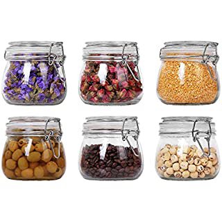 T4U 34oz Airtight Glass Canister Set of 3 with Lids Food Storage Jar Round - Storage Container with Clear Preserving Seal Wire Clip Fastening for Kitchen Canning Cereal,Pasta,Sugar,Beans,Spice: Amazon.ca: Home & Kitchen